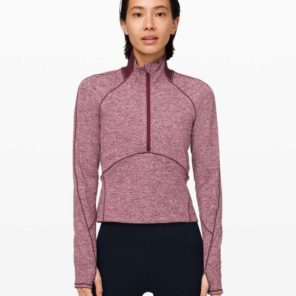 Lululemon Always Alert 1/2 Zip Heathered Garnet